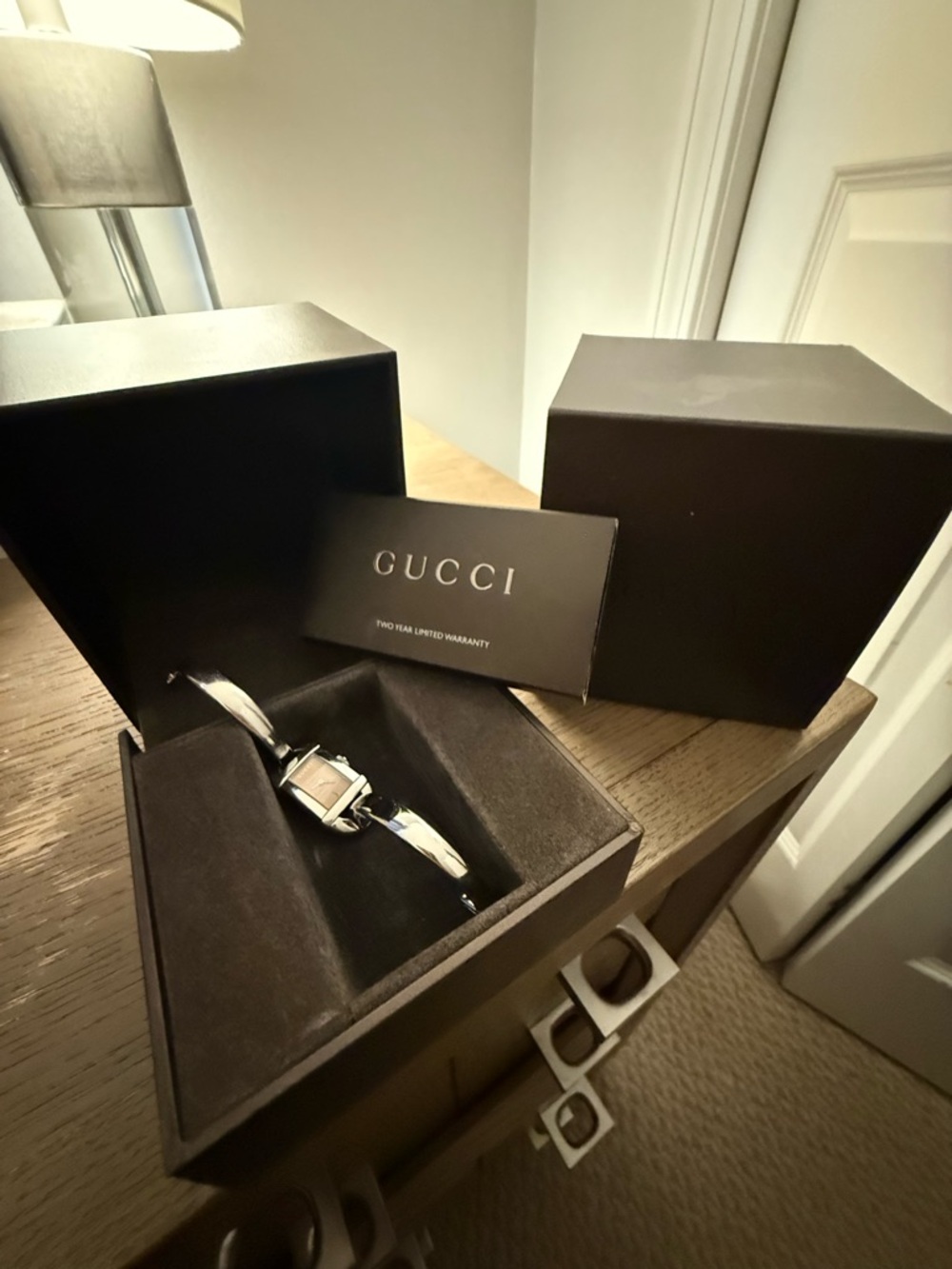 Gucci Silver Bracelet Watch with Brown Dial